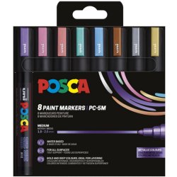 Posca - Medium Tip Pen - Metallic colors, 8 pc (401668)