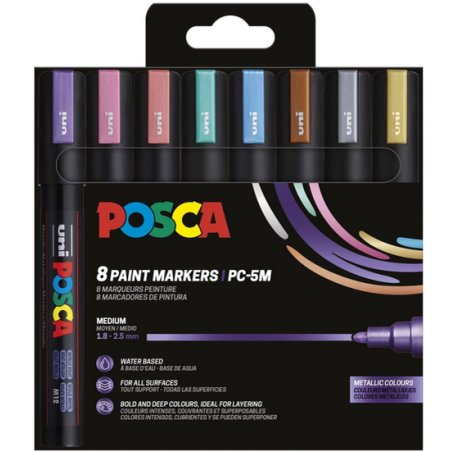Posca - Medium Tip Pen - Metallic colors, 8 pc (401668)