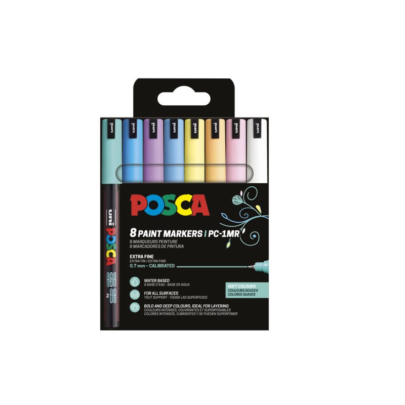 POSCA 442258 Marker UNI PC-1MR 8er Set Soft Col