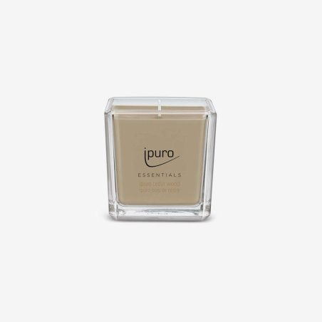ipuro ESSENTIALS cedar wood bougie en cire Carré Bois de santal, Orange, Citron, Vanille, Cèdre, Ylang-ylang, Romarin