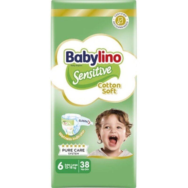 Babylino Sensitive Cotton Soft Baby Diaper No6 1318 Kg Value Pack 38 Pieces