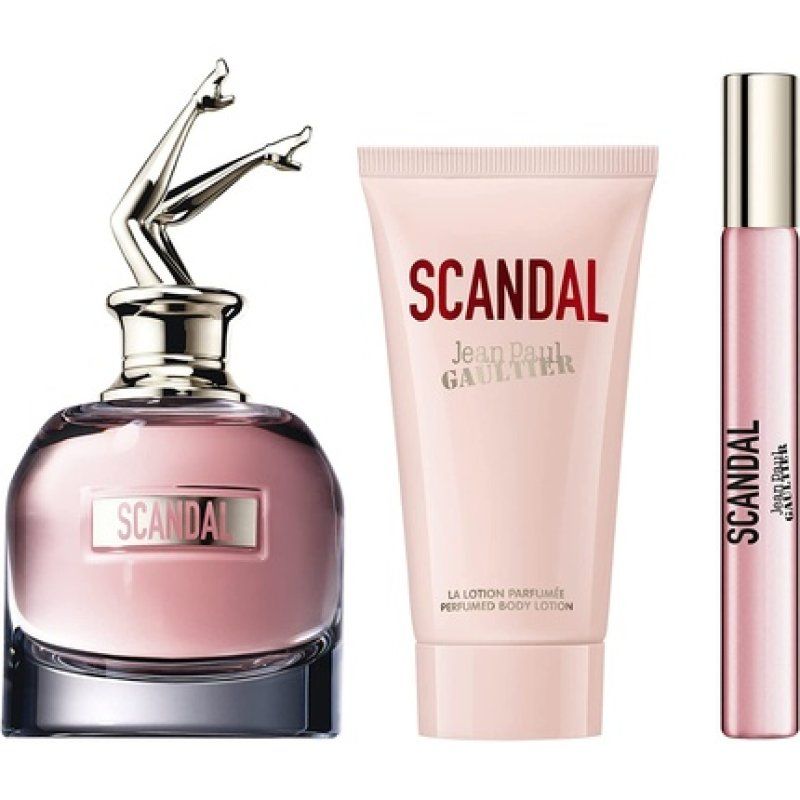 Jean Paul Gaultier Scandal Eau de Parfum Spray and Body Lotion Set 80ml and 75ml with 10ml Mini Spray