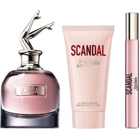 Jean Paul Gaultier Scandal Eau de Parfum Spray and Body Lotion Set 80ml and 75ml with 10ml Mini Spray