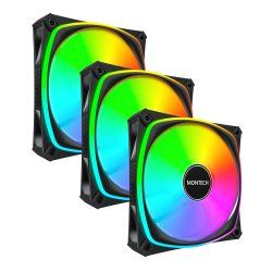 Montech RX120 PRO PWM Reverse Lüfter, ARGB - 3er-Pack, 120mm, schwarz