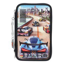 Dino World - Action World Triple Pencil Case Gaming - Dark Blue