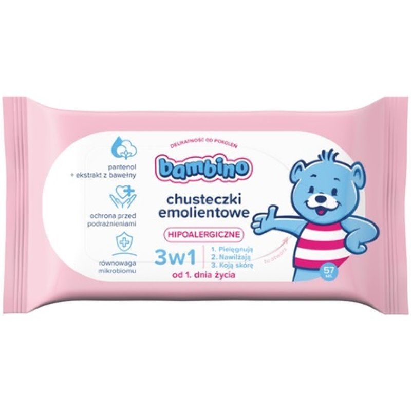 Bambino Moisturizing Wipes 3 In 1 57 Pieces