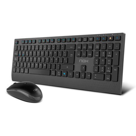 NOX NXLITEDUOSP clavier Souris incluse Maison RF sans fil Bluetooth QWERTY Espagnole Noir