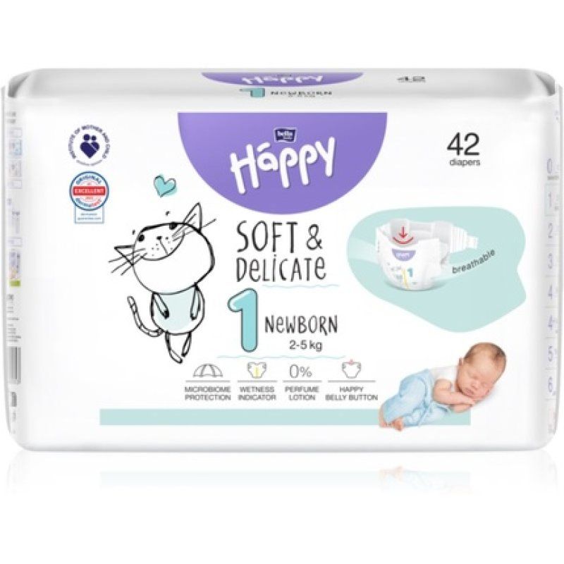 Bella Happy Soft&Delicate Size 1 Newborn Disposable Diapers 25 Kg 42 Pcs