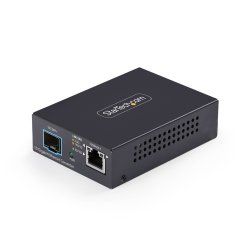 StarTech.com 10GbE Multi-Gigabit Open SFP Fiber Media Converter, 10G/5G/2.5G/1G/100M, Copper to 10GBASE-X SFP ,