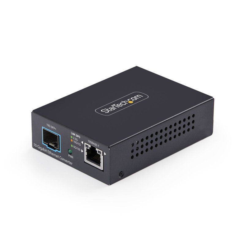 StarTech.com 10GbE Multi-Gigabit Open SFP Fiber Media Converter, 10G/5G/2.5G/1G/100M, Copper to 10GBASE-X SFP ,