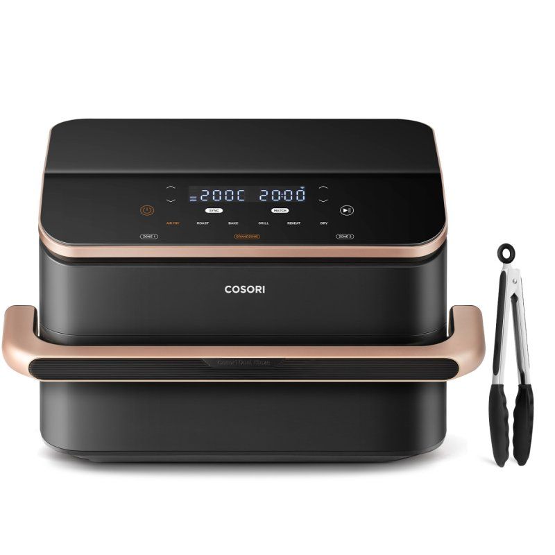 Cosori Dual Blaze Twinfry Chef Edition Double 10 L Stand-alone 2800 W Hot air fryer Dark Grey, Rose gold