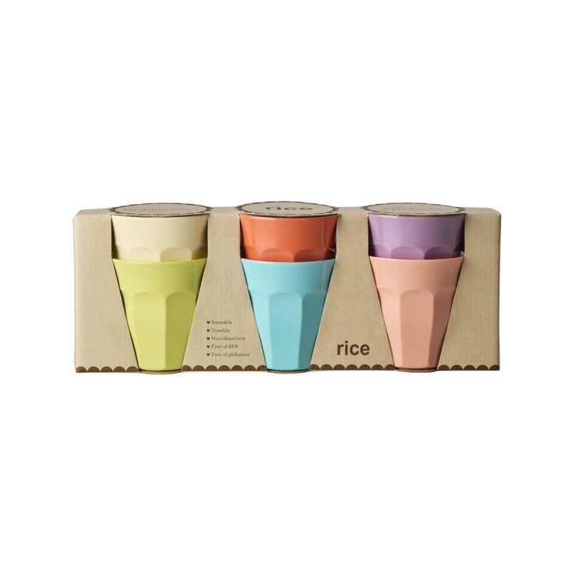Rice - Melamine Cups - Assorted Glory Days Colors - Medium