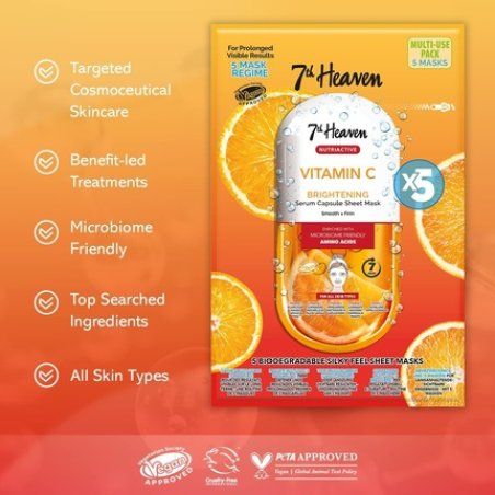 7th Heaven Nutriactive Vitamin C Sheet Masks Brightening - Pack of 5