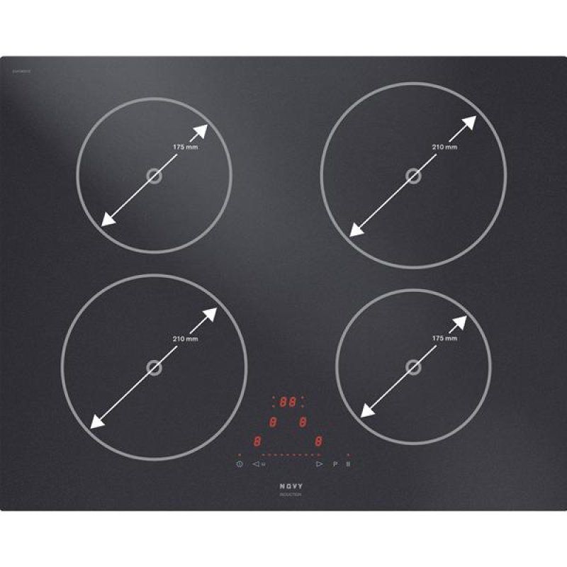 Table Novy Comfort Induction Matte Line verre noir mat 650 x 520mm - 4 *