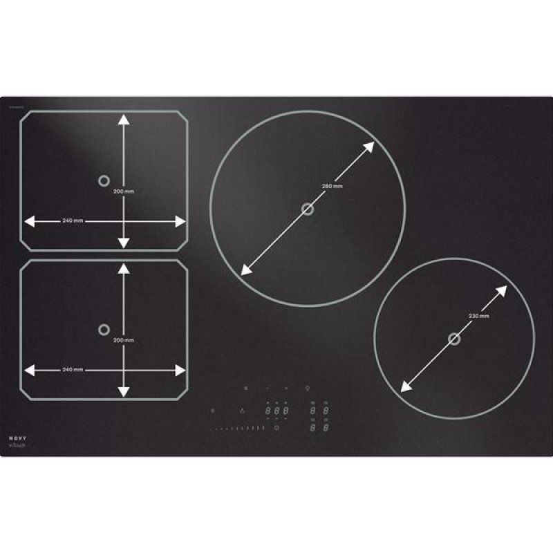Table Novy Power Induction Matte Line verre noir mat 800 x 520mm - 4 fo *