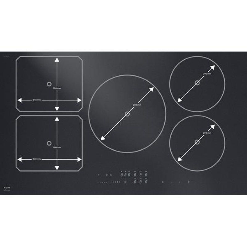 Table Novy Power Induction Matte Line verre noir mat 900 x 520mm - 5 fo *