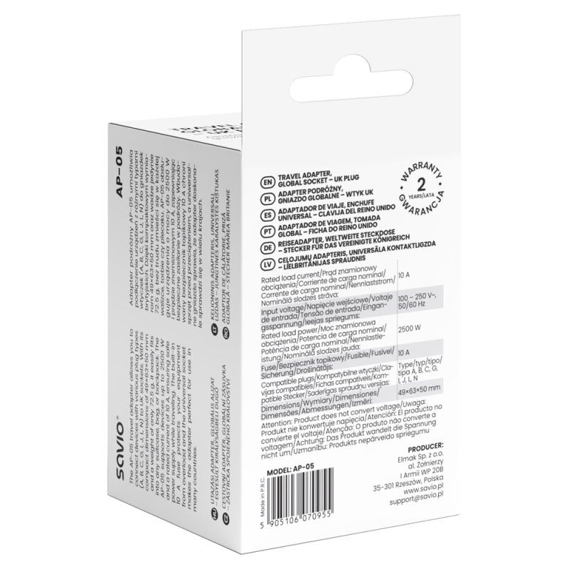 Savio AP-05 adaptateur de puissance & onduleur Intérieure 2500 W Blanc