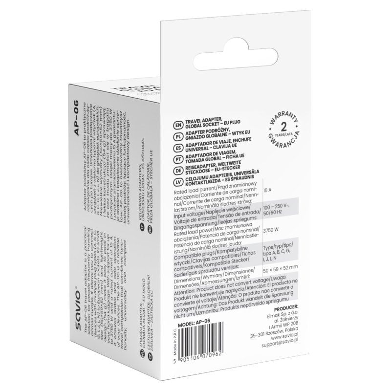 Savio AP-06 adaptateur de puissance & onduleur Universel 3750 W Blanc