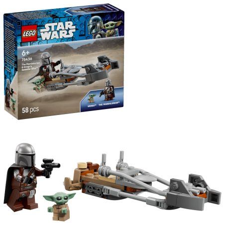 75436 Star Wars Der Mandalorianer und Grogu auf ihrem Speeder Bike