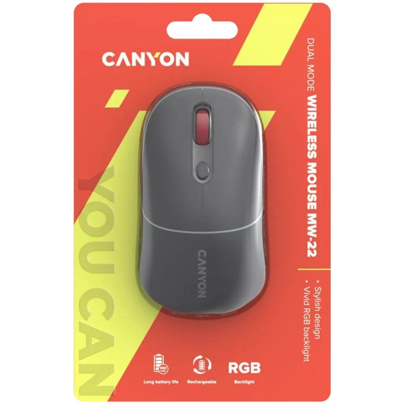 Canyon MW-22 mouse Universal Ambidextrous RF Wireless Bluetooth Optical 1600 DPI