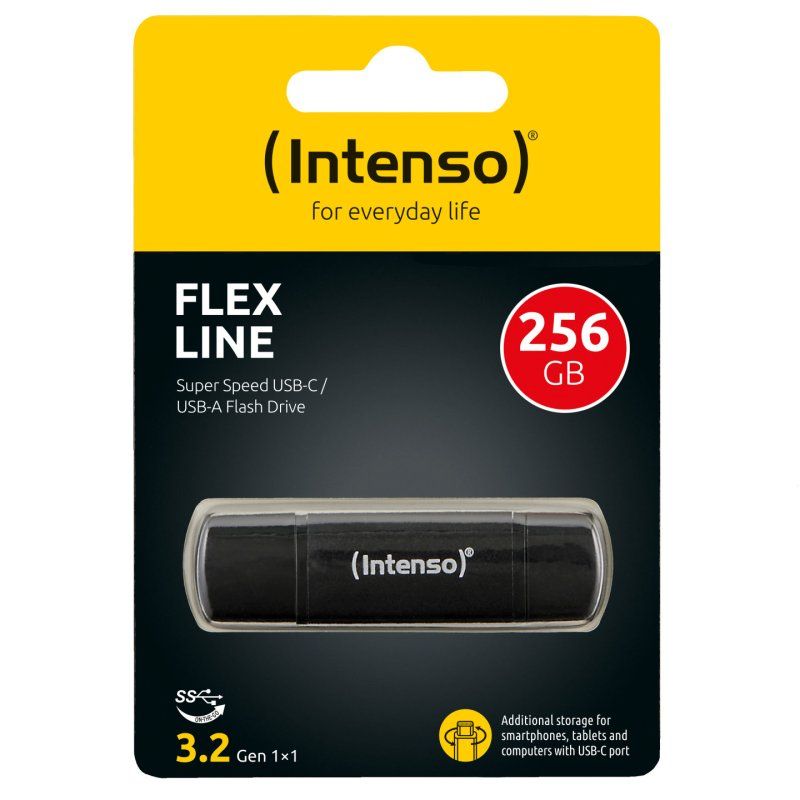 Intenso 3544492 USB flash drive 256 GB USB Type-A / USB Type-C 3.2 Gen 1 (3.1 Gen 1) Black