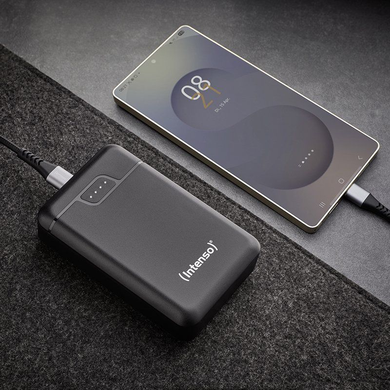 Intenso B10000 – Batterie externe 10 000 mAh, batterie portable, USB-C & 2× USB-A, indicateur LED, testée en
