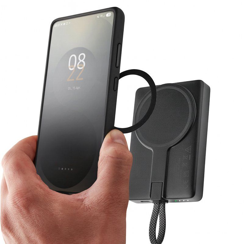 Intenso Powerbank MC10000 with integrated USB-C cable and magnetic back, 10,000 mAh, 20 watts
