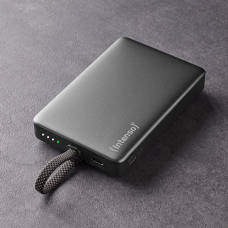 Intenso Powerbank MC10000 with integrated USB-C cable and magnetic back, 10,000 mAh, 20 watts