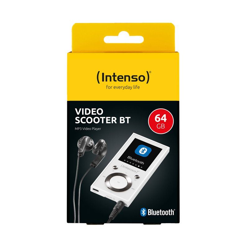 Intenso Lecteur MP3 Vidéo Scooter BT 64 Go – Bluetooth 5.0, écran LCD 1,8", USB-C, lecteur de carte microSD,