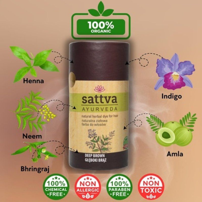 Sattva Natural Hair Color Henna for Allergies Organic Plant-Based Hair Dye