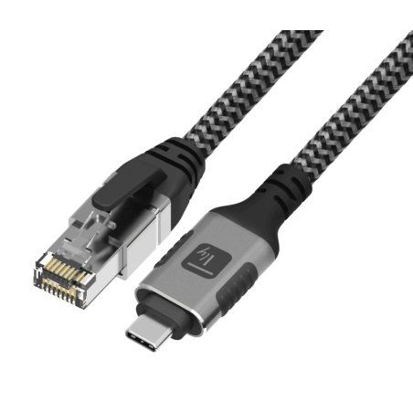 Techly ICOC U3C-RJ45-010 networking cable Silver, Black 1 m Cat6 F/UTP (FTP)