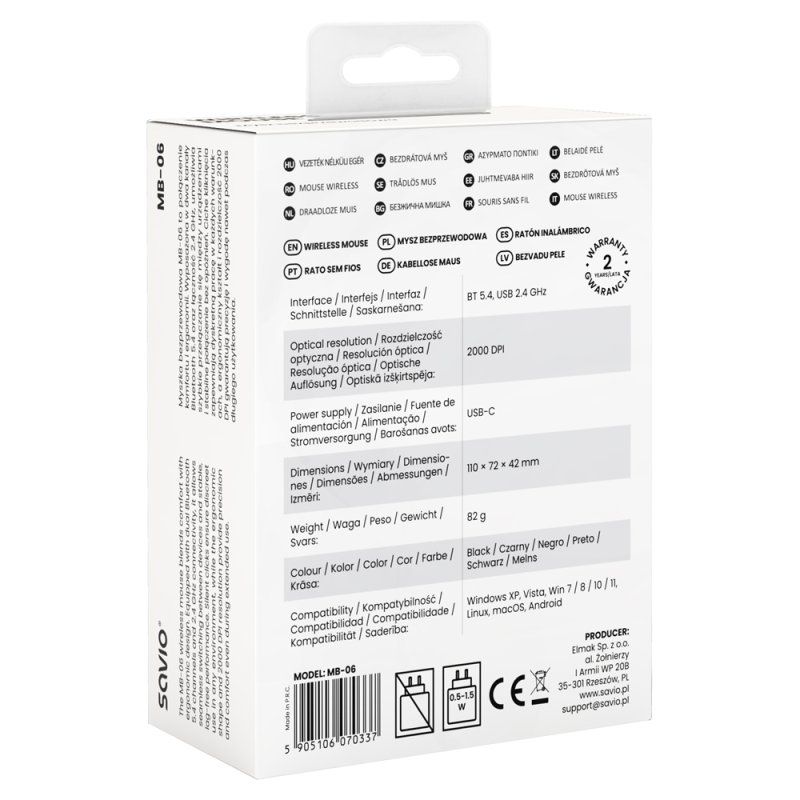 Savio MB-06 souris Universel Ambidextre Bluetooth 2000 DPI