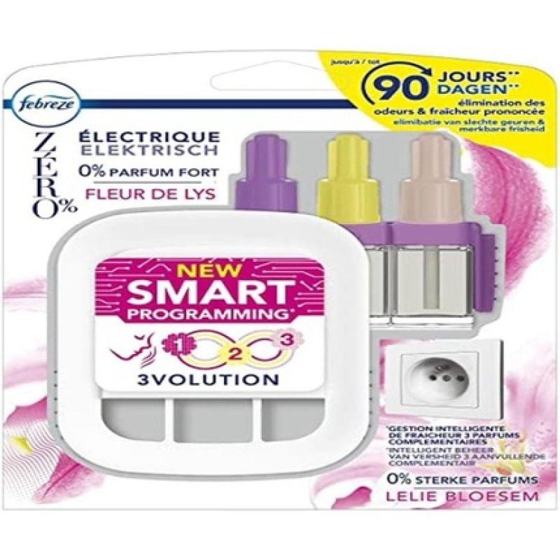 Febreze 3volution Zero Fleur De Lys Starter Set Electric Air Freshener Intelligent Programming 20ml 3 Scents For Odor