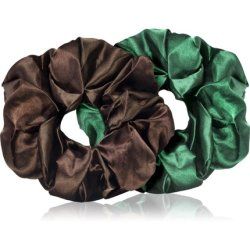 Brushart Hair Large Satin Scrunchie Set Brown & Green 2 Pieces