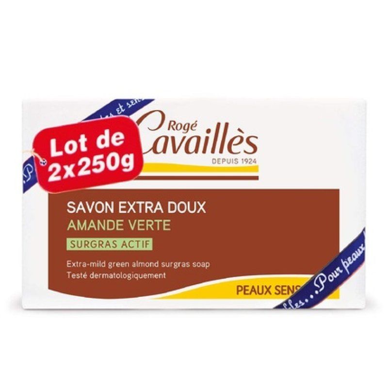 Rogé Cavaillès Extra-Mild Superfatted Soap Green Almond 250g - Pack of 2