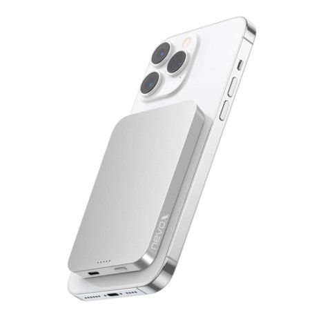 nevox PB-2292 banque d'alimentation électrique Lithium Polymère (LiPo) 5000 mAh Recharge sans fil Argent, Blanc