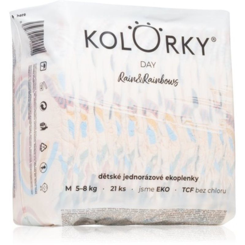 Kolorky Day Rain&Rainbow Disposable Diapers Size M 58 Kg Quantity 21 Pcs