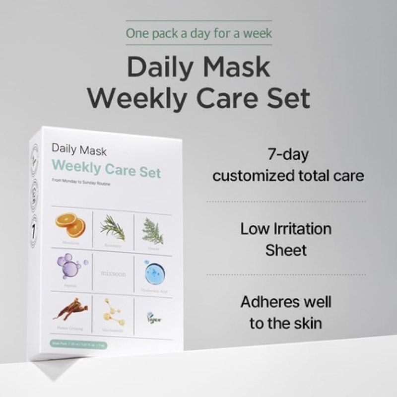 Mixsoon Daily Mask Weekly Care Set 7-Day Skincare Routine for Hydration