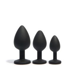 Platanomelon Pimpampum Anal Dildos Black With Red Crystal 3 Pieces