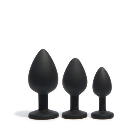 Platanomelon Pimpampum Anal Dildos Black With Red Crystal 3 Pieces