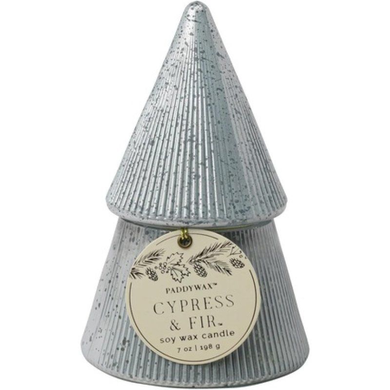 Paddywax Holiday White Stacked Tree Candle Cypress & Fir