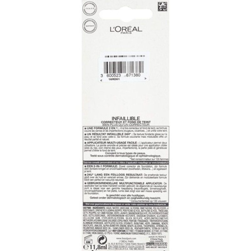 L'Oréal Paris Infallible 24H 2-in-1 Corrector/Foundation 324 Oat