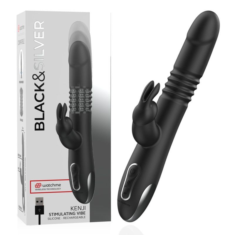 BLACK&SILVER- KENJI STIMULATING VIBE COMPATIBLE WITH WATCHME WIRELESS TECHNOLOGY