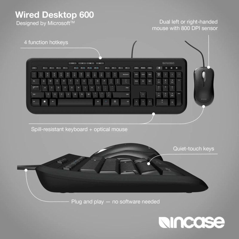 Incase Designed by Microsoft Ensemble clavier et souris filaire 600