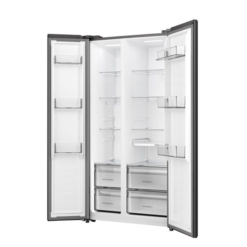 Hisense RS3P558NEFD frigo américain Pose libre 541 L Noir, Acier inoxydable