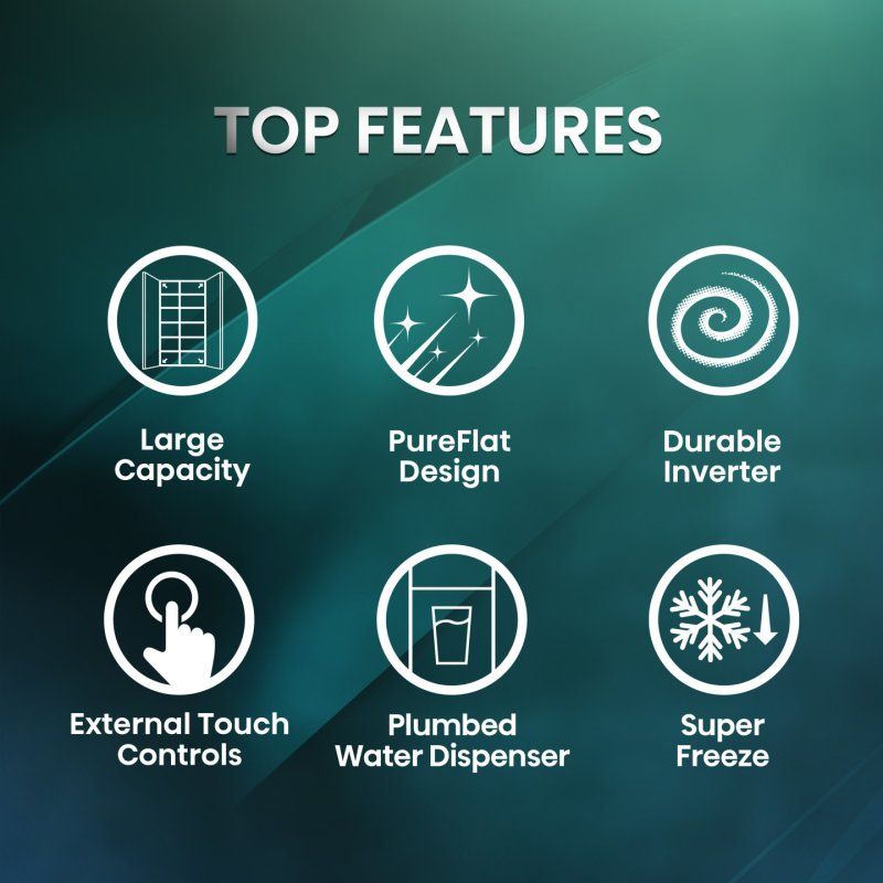 Hisense RS3P558NEFD frigo américain Pose libre 541 L Noir, Acier inoxydable