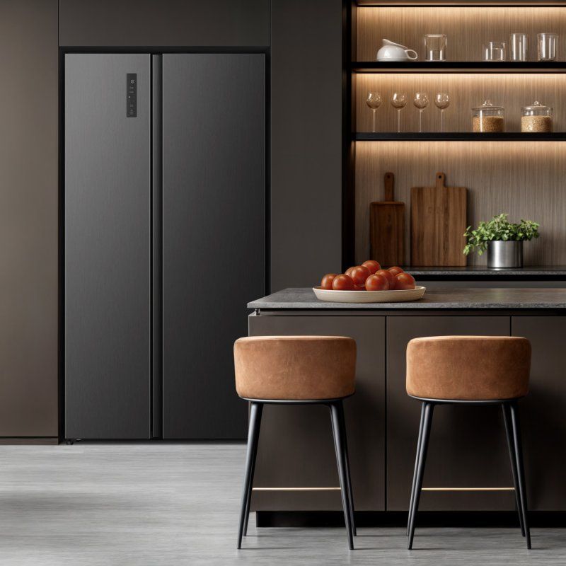 Hisense RS3P558NEFD frigo américain Pose libre 541 L Noir, Acier inoxydable