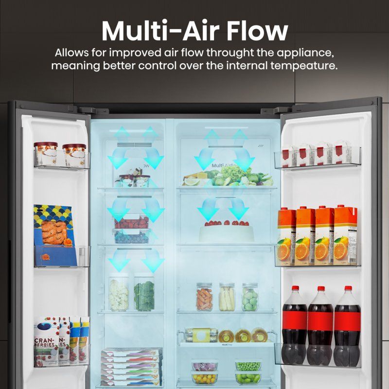 Hisense RS3P558NEFD side-by-side refrigerator Freestanding 541 L Black, Stainless steel