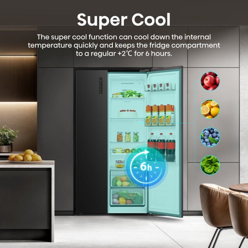 Hisense RS3P558NEFD side-by-side refrigerator Freestanding 541 L Black, Stainless steel