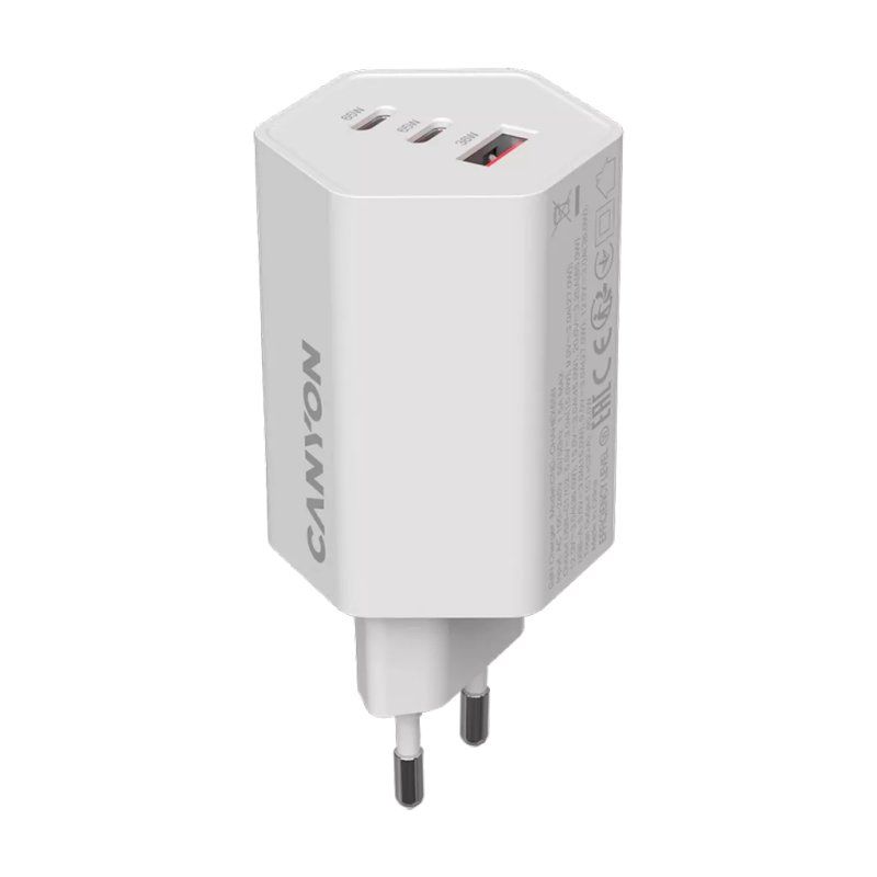 CANYON Charger HEXAGON 65 GaN 65W 2xPD 1xQC EU White